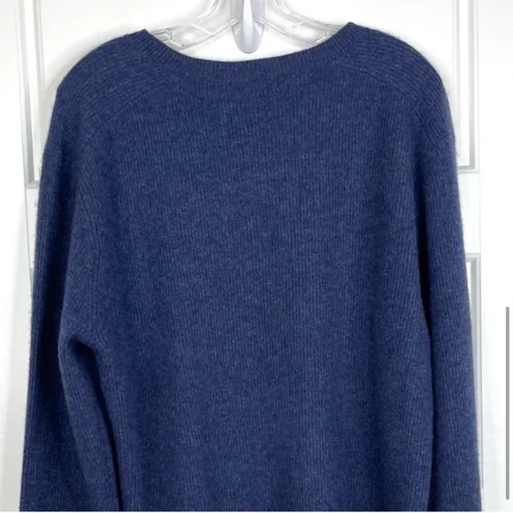JOHNNY WAS CALME 100% Cashmere NEW Ribbed Pullover Sweater Blue NEW Size L